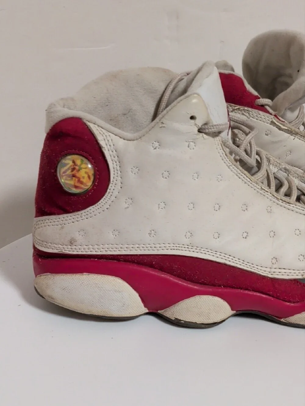 Air Jordan Retro Basketball Sneakers in White, Black & Red